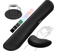 Gimars Reposamuñecas Teclado y Ratón, Reposa Muñecas Espuma con Memoria para Teclado Ergonómico Sedoso, Reposamuñecas Mouse Pad para Alivio del Dolor, Ordenador para Gaming Gamer Oficina Negro