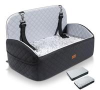 Gimars Reversible Asiento Perro Coche Felpa Larga&Corta Cojín Asiento para Perros Pequeños/Medianos hasta 27kg, Desmontable Lavable Antislip Transportin Perro Coche con 13cm Espuma Egg-Crate 28D, L