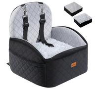 Gimars Reversible Asiento Perro Coche Felpa Larga&Corta Cojín Asiento para Perros Pequeños/Medianos hasta 16kg, Desmontable Lavable Antislip Transportin Perro Coche con 15cm Espuma Egg-Crate 28D, S