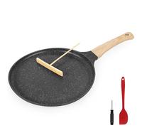 Gimars Sartén Crepes 28cm Aluminio Fundido Gris/Negro - Borde Alto Antiadherente, Mango Anticalórico, Libre de PFOA, Apta TODAS Cocinas + Fácil Limpieza (Edición Profesional)