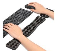 Gimars Set de 2 Reposamuñecas de Gel de Cristal con Puntos Ergonómicos para Teclado + Ratón, Anti-Estrés y Confort Máximo - Transparente Negro