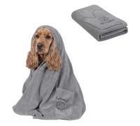 Gimars Toalla de Secado Gruesa para Mascotas con Guantes, 140 x 70 cm, 1 Paquete, Color Gris