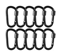 Gimars Upgrade 10PCS 8cm Mosquetones con Cierre Rosca Gancho Mosquetón Bloqueo de Aleación de Aluminio de Forma D Mosquetón Llavero para Mochila Senderismo Camping Viaje Pesca Actividad al Aire,Negro