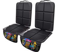 Gimars XL 2 Piezas Protector Asiento Coche Silla Bebe, [Compatible ISOFIX], Universal Impermeable Tela Oxford 600D Protector Silla Coche Niños con 2 Bolsillos de Malla, SUV Sedán Camión, Negro Rojo