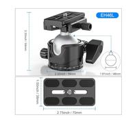 Gimbal Head, Cabezal de bola for trípode con abrazadera de liberación rápida, placa QR o riel Arca M-LOK EH46L/EH36L. Carga máxima: 25 kg/20 kg.(46mm Ball Head)