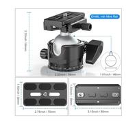 Gimbal Head, Cabezal de bola for trípode con abrazadera de liberación rápida, placa QR o riel Arca M-LOK EH46L/EH36L. Carga máxima: 25 kg/20 kg.(46mm Ball add Mlok)