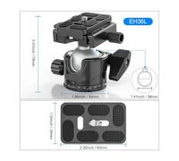 Gimbal Head, Cabezal de bola for trípode con abrazadera de liberación rápida, placa QR o riel Arca M-LOK EH46L/EH36L. Carga máxima: 25 kg/20 kg.(36mm Ball Head)