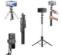 Gimbal Stabilizer - Master Every Move,Smartphone Gimbal Stabilizer,Foldable 2-in-1 Tripod & Selfie Stick with Fill Light & Remote, 360°Automatic Rotation, Anti-Shake (Black Standard Edition)