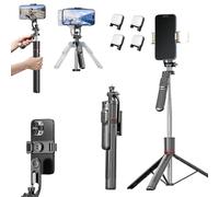 Gimbal Stabilizer - Master Every Move,Smartphone Gimbal Stabilizer,Foldable 2-in-1 Tripod & Selfie Stick with Fill Light & Remote, 360°Automatic Rotation, Anti-Shake (Black Dual Light Edition)