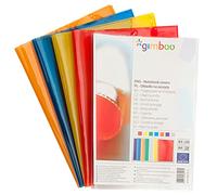 gimboo 2285BTS14PL-10 - Juego de 25 fundas para libros de ejercicios (DIN A5, transparente, polipropileno, 150 µm), color azul y transparente