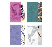 Gimboo Cuaderno escolar A5, cuadriculado, 60 hojas, 70 g/m², diseños surtidos, 4 unidades, artículo escolar, a cuadros, formato A5, mezcla de colores, tipo escuela