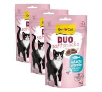 GimCat Duo Soft Snacks con salmón y Trucha - Combinación Visible de Dos sabores deliciosos - 1 Bolsa (1 x 50 g) (Paquete de 3)
