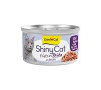 GimCat Filete ShinyCat en Caldo de atún con salmón - alimento húmedo con Pescado - 24 latas (24 x 70 g)