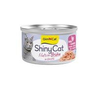GimCat Filete ShinyCat en Caldo de Pollo con camarones - Comida húmeda con Pescado - 24 latas (24 x 70 g)