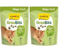 GimCat Hierba bits - Bocadillo para Gatos sin Cereales y Rico en vitaminas con Hierba Real - 1 Bolsa (1 x 425 g) (Paquete de 2)