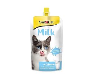 GimCat Milk - Leche para gatos de auténtica leche entera con contenido reducido de lactosa y con calcio para unos huesos sanos - 1 bolsa (1 x 200 g)