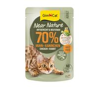 GimCat Near Nature - Comida húmeda sin Cereales para Gatos a Partir del 7º Mes con fórmula Adecuada para Las Especies y en la Bolsa, 16 Bolsas (16 x 85 g)