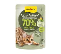 GimCat Near Nature Pavo & Wild - Comida húmeda sin Cereales para Gatos a Partir del 7º Mes, con fórmula Adecuada para Las Especies y en Bolsa, 16 Bolsas (16 x 85 g)