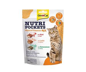 GimCat Nutri Pockets mezcla de malta y vitaminas - Snack crujiente para gatos, con relleno cremoso e ingredientes funcionales - 1 bolsa (1 x 150 g)