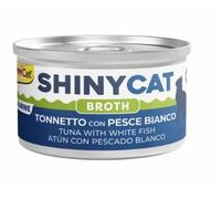 GimCat ShinyCat Broth Atún con Pescado Blanco Latas para Gatos 12 x 70 gr