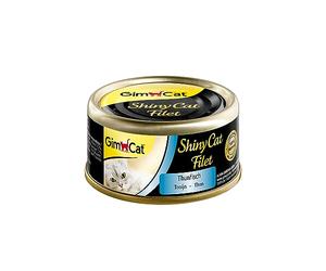 GimCat ShinyCat Filet - Comida para gatos con 100 % de filete para gatos adultos - Sin azúcar añadido ni gluten - Atún - 48 latas (48 x 70 g)