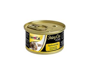 GimCat ShinyCat in Jelly, atún con queso - Alimento húmedo para gatos, con pescado y taurina - 24 latas (24 x 70 g)