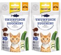GimCat Snacks crujientes Atún y Calabacín - Golosinas para Gatos crujientes y ricas en proteínas - 1 Bolsa (1 x 50 g) (Paquete de 2)