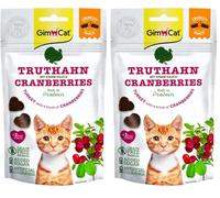 GimCat Snacks crujientes Pavo con arándanos - Golosinas para Gatos crujientes y ricas en proteínas - 1 Bolsa (1 x 50 g) (Paquete de 2)