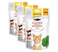 GimCat Snacks crujientes Salmón y Espinacas - Golosinas para Gatos crujientes y ricas en proteínas - 1 Bolsa (1 x 50 g) (Paquete de 3)