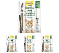 GimCat Sticks Cordero y Ave - Suaves palitos para Masticar con Alto Contenido de Carne y sin azúcar añadido - 1 Paquete (1 x 4 Sticks) (Paquete de 4)