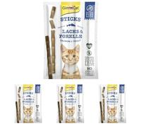GimCat Sticks salmón y Trucha - Suaves palitos para Masticar con Alto Contenido de Carne y sin azúcar añadido - 1 Paquete (1 x 4 Sticks) (Paquete de 4)