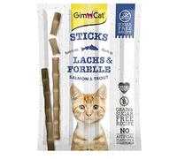 GimCat Sticks salmón y Trucha - Suaves palitos para Masticar con Alto Contenido de Carne y sin azúcar añadido - 1 Paquete (1 x 4 Sticks)