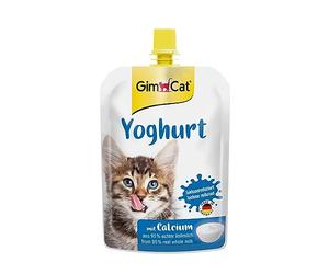 GimCat Yogur - Snack para gatos de auténtica leche entera con contenido reducido de lactosa y con calcio para unos huesos sanos - 1 bolsa (1 x 150 g)