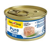 GimDog Pure Delight, atún - Snack para perros rico en proteínas, con pescado tierno en deliciosa gelatina - 12 latas (12 x 85 g)