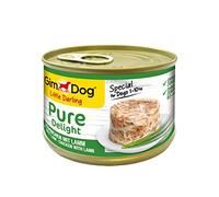 GimDog Pure Delight, pollo con cordero - Snack para perros rico en proteínas, con carne tierna en deliciosa gelatina - 18 latas (18 x 150 g)