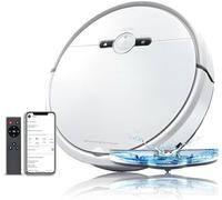 GIMERI Robot Aspirador y mopa batería 4400 mAh WI-Fi Compatible con Alexa Google, Medidas 320 x 78 mm, Carga automática, anticaída, Lava Seca aspira Suelos aspiración 2000 Pa