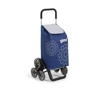 Gimi Tris Carro de la compra, con 6 ruedas, Bolsa impermeable de poliéster, capacidad de 56 litros, Floral Azul, 41 x 51 x 102 cm
