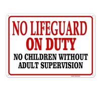GIMIPAT - Letrero de aluminio con texto en inglés "No Lifeguard on Duty no Children Without Adult Supervision Pool Sign", 12 x 8 pulgadas, resistente a la decoloración, uso en interiores y exteriores