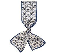 GIMIRO Mujeres Bufanda de Seda Simulada para 150 x 16 cm Doble cara Esquina cuadrada varios estilos Estampado Punto de onda Rayas (Dark Blue Beige Loops Unisex)