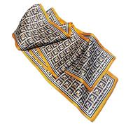 GIMIRO Mujeres Bufanda de Seda Simulada para 150 x 16 cm Doble cara Esquina cuadrada varios estilos Estampado Punto de onda Rayas (Orange Navy Brown E)