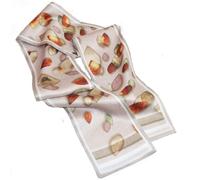 GIMIRO Mujeres Bufanda de Seda Simulada para 150 x 16 cm Doble cara Esquina cuadrada varios estilos Estampado Punto de onda Rayas (Beige Colorful Autumn Leaf)