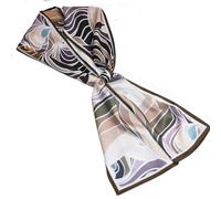 GIMIRO Mujeres Bufanda de Seda Simulada para 150 x 16 cm Doble cara Esquina cuadrada varios estilos Estampado Punto de onda Rayas (Brown Purple)