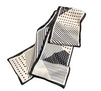 GIMIRO Mujeres Bufanda de Seda Simulada para 150 x 16 cm Doble cara Esquina cuadrada varios estilos Estampado Punto de onda Rayas (Black White Dots Stripes)