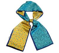 GIMIRO Mujeres Bufanda de Seda Simulada para 150 x 16 cm Doble cara Esquina cuadrada varios estilos Estampado Punto de onda Rayas (Cyan Yellow Floral)