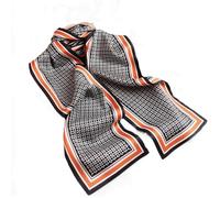 GIMIRO Mujeres Bufanda de Seda Simulada para 150 x 16 cm Doble cara Esquina cuadrada varios estilos Estampado Punto de onda Rayas (Orange Black Plaid)