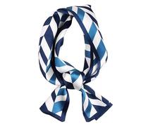 GIMIRO Mujeres Bufanda de Seda Simulada para 150 x 16 cm Doble cara Esquina cuadrada varios estilos Estampado Punto de onda Rayas (Navy Unisex Floral)