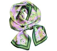 GIMIRO Mujeres Bufanda de Seda Simulada para 150 x 16 cm Doble cara Esquina cuadrada varios estilos Estampado Punto de onda Rayas (Green Rose Floral)