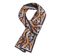 GIMIRO Mujeres Bufanda de Seda Simulada para 150 x 16 cm Doble cara Esquina cuadrada varios estilos Estampado Punto de onda Rayas (Black Orange Rhombus Latte Flower Unisex)