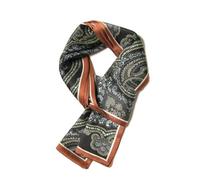 GIMIRO Mujeres Bufanda de Seda Simulada para 150 x 16 cm Doble cara Esquina cuadrada varios estilos Estampado Punto de onda Rayas (Dark Orange Black Retro Pattern Gentle Men)