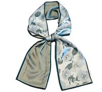 GIMIRO Mujeres Bufanda de Seda Simulada para 150 x 16 cm Doble cara Esquina cuadrada varios estilos Estampado Punto de onda Rayas (Green White Flower)